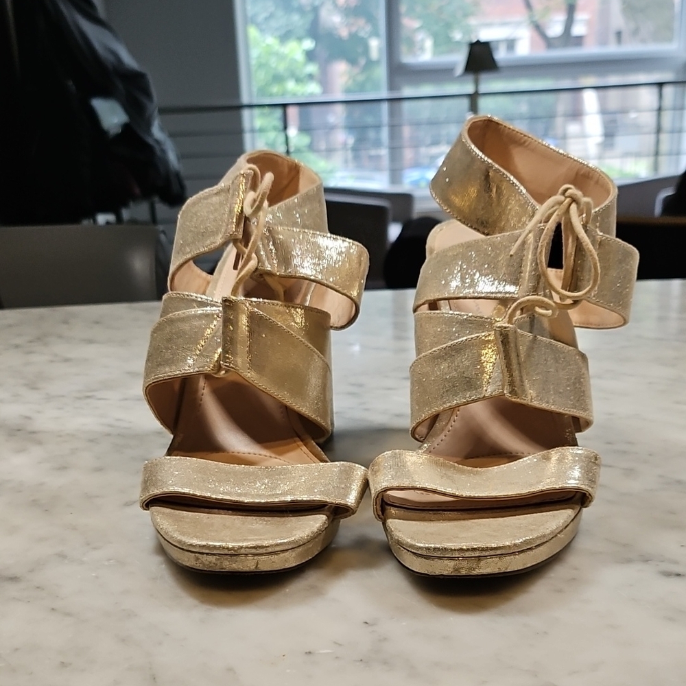 Gold Metallic Strappy Women's Heels